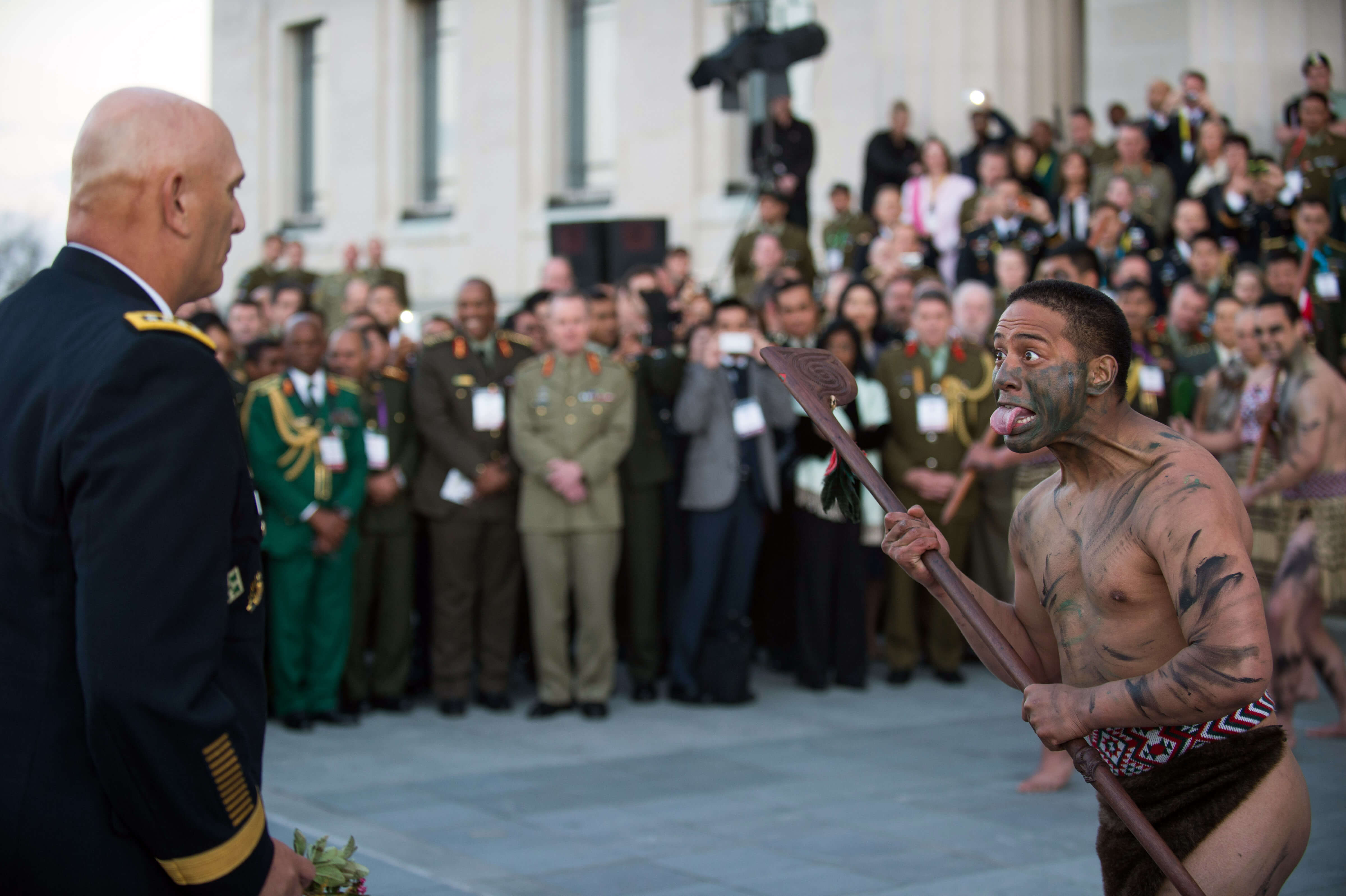 Mauri soldiers, the indigenous Polynesian people of New Zealand, perform a Powhiri ceremony for U.S. Army Chief of Staff Gen. Ray Odierno in Auckland in 2013. Source: U.S. Army