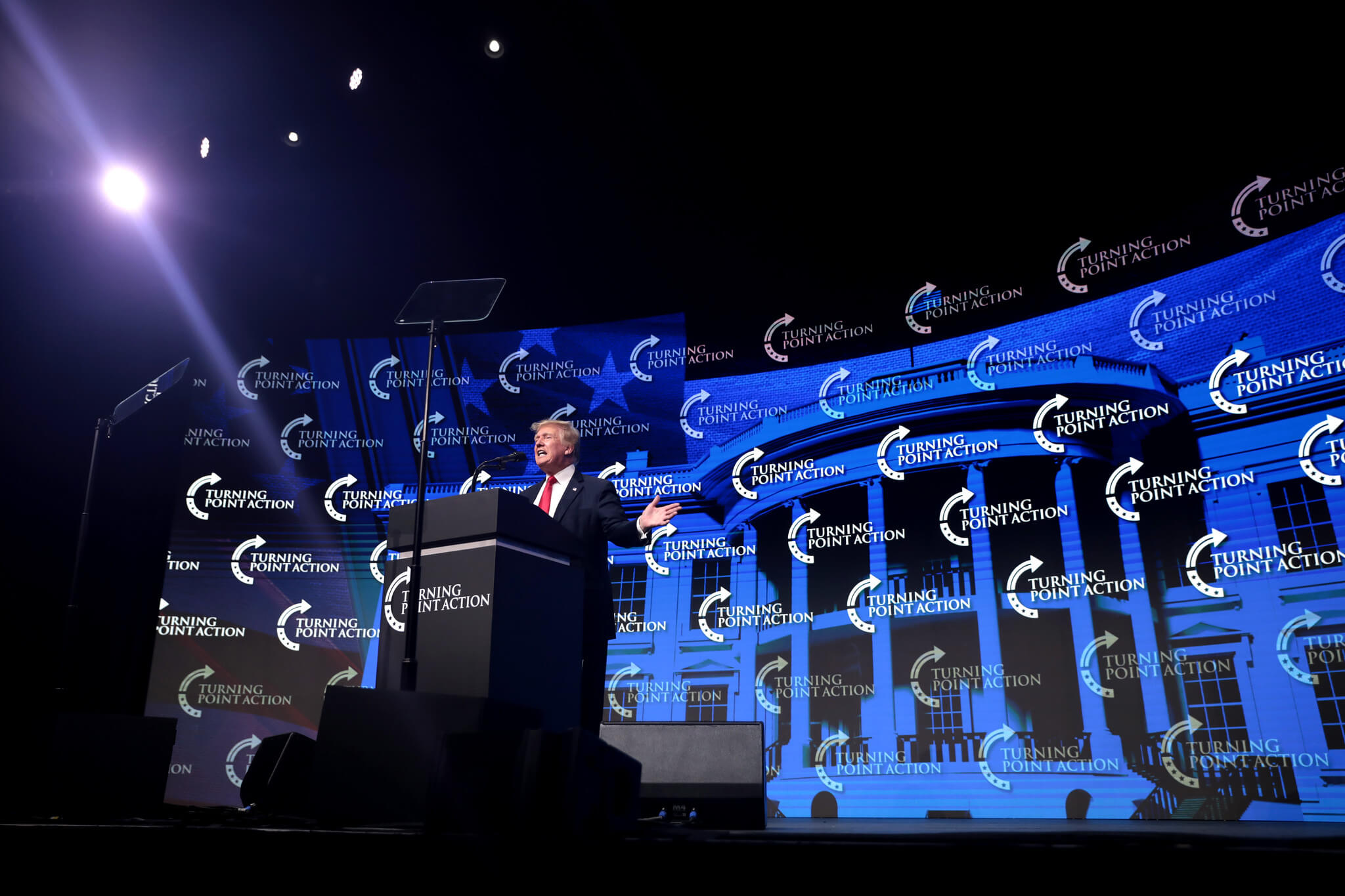 Former President of the United States Donald Trump speaking with attendees at the Rally to Protect Our Elections hosted by Turning Point Action in Phoenix, Arizona in July 2021. Gage Skidmore - The Star News Network 