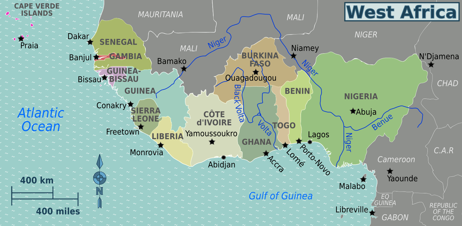 West Africa regions map