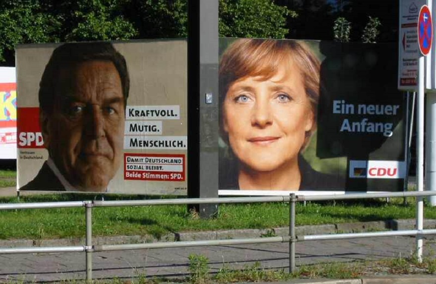 SPD- en CDU-verkiezingsposters in 2005. ©Thomas Schewe / Flickr
