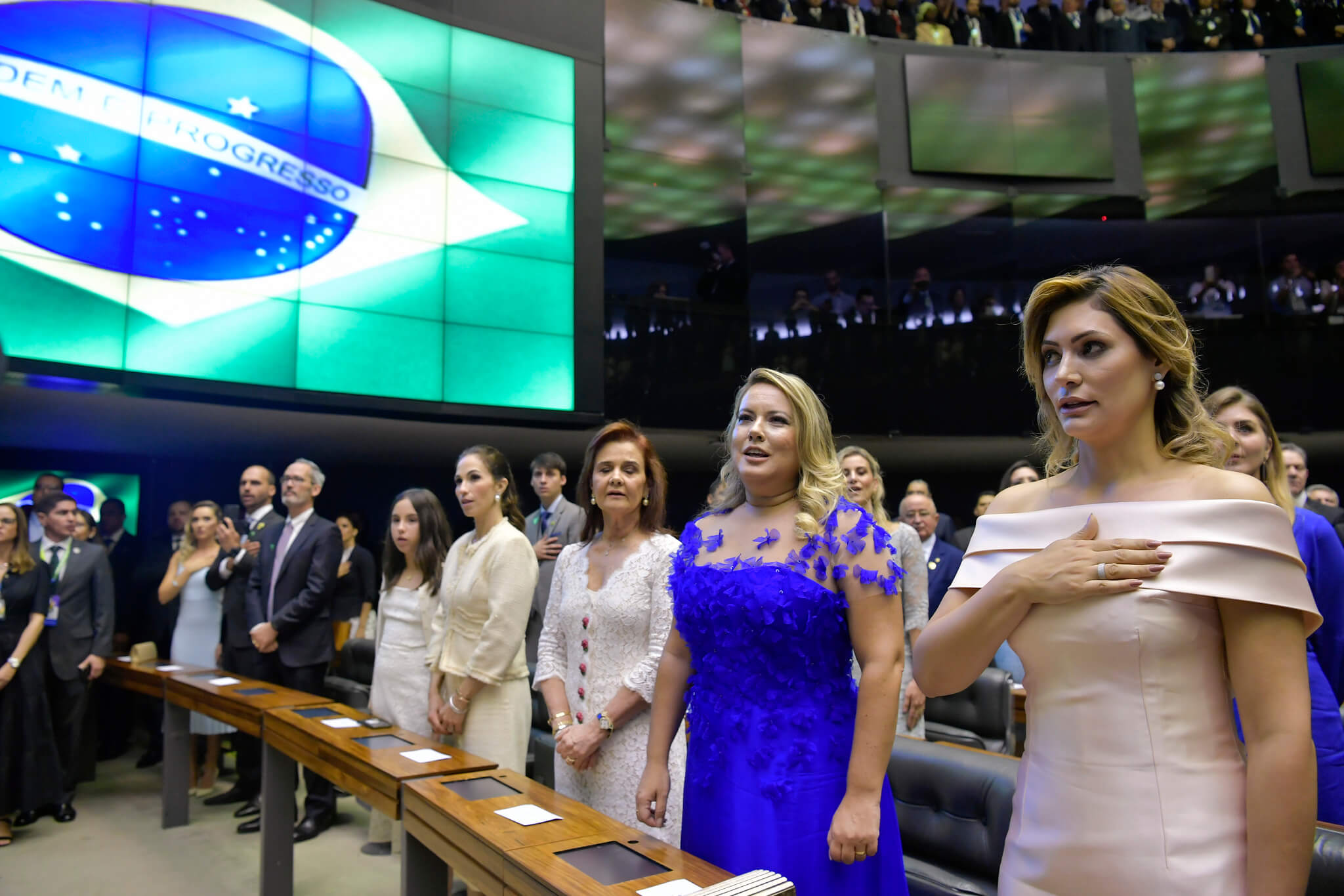Ceremony in the National Congress during the inauguration of president Bolsonaro with on the right first lady Michelle Bolsonaro - Senado Federal