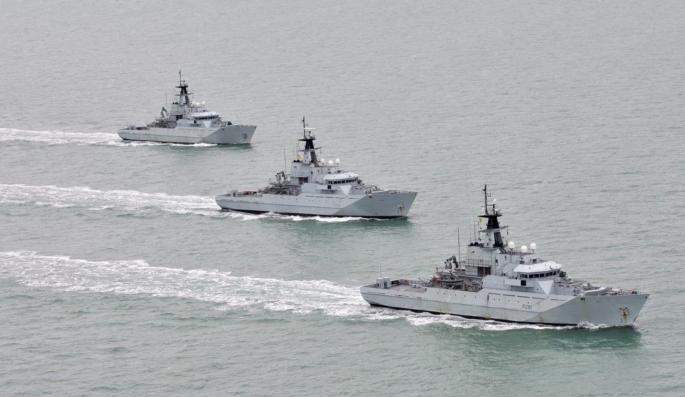 River Class patrol vessels of the Fishery Protection Squadron exercising off the coast of Cornwall in 2012. Defence Images/flickr