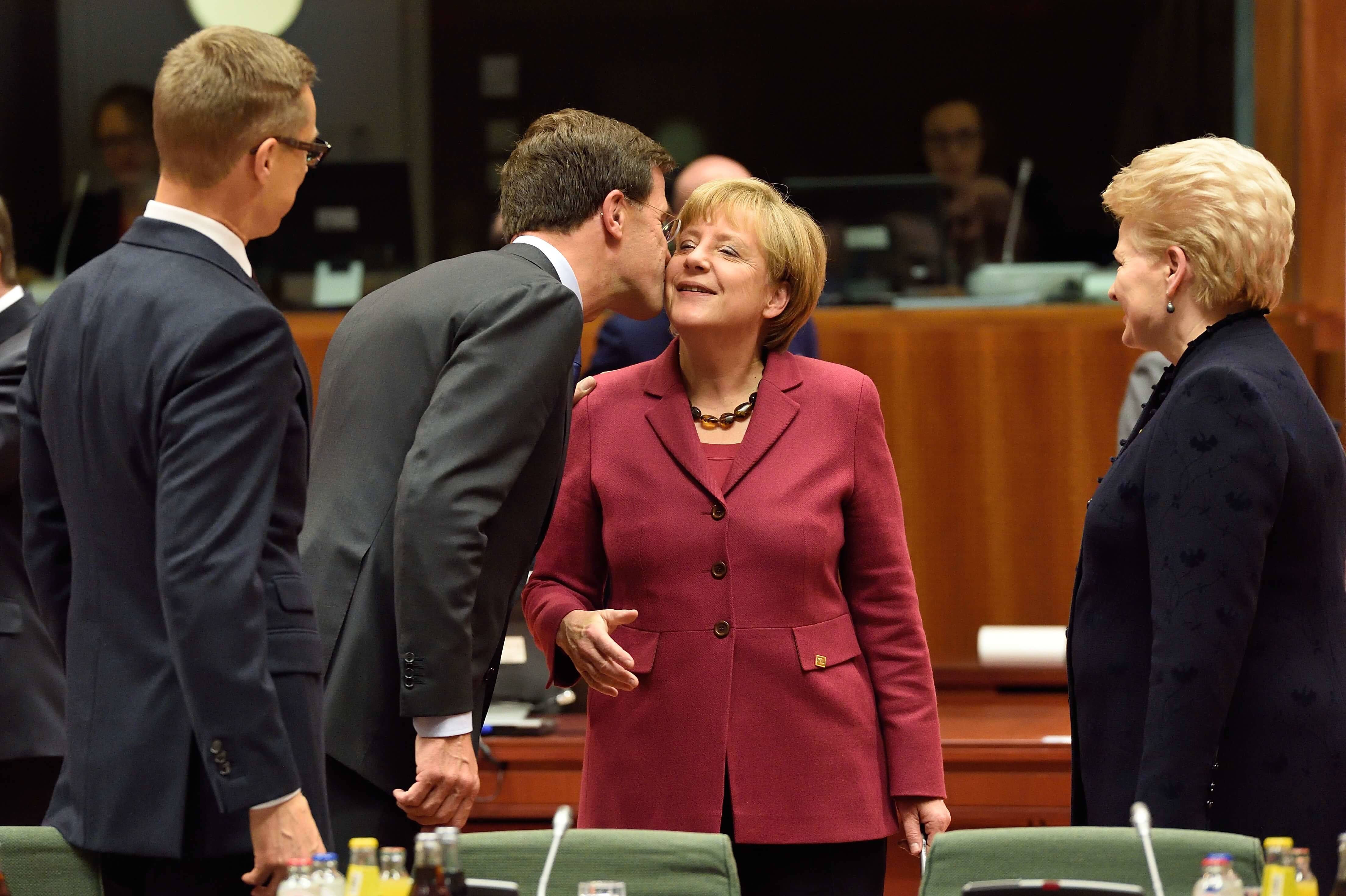 Dutch prime minister Mark Rutte and German Chancellor Angela Merkel