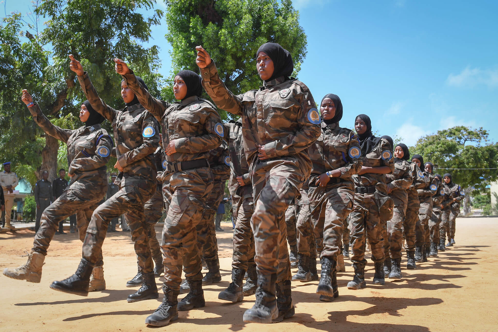 An all women special unit in Somali Police force, match during a graduation ceremony in Mogadishu, Somalia in October 2021. © AMISOM Public Information - Flickr 