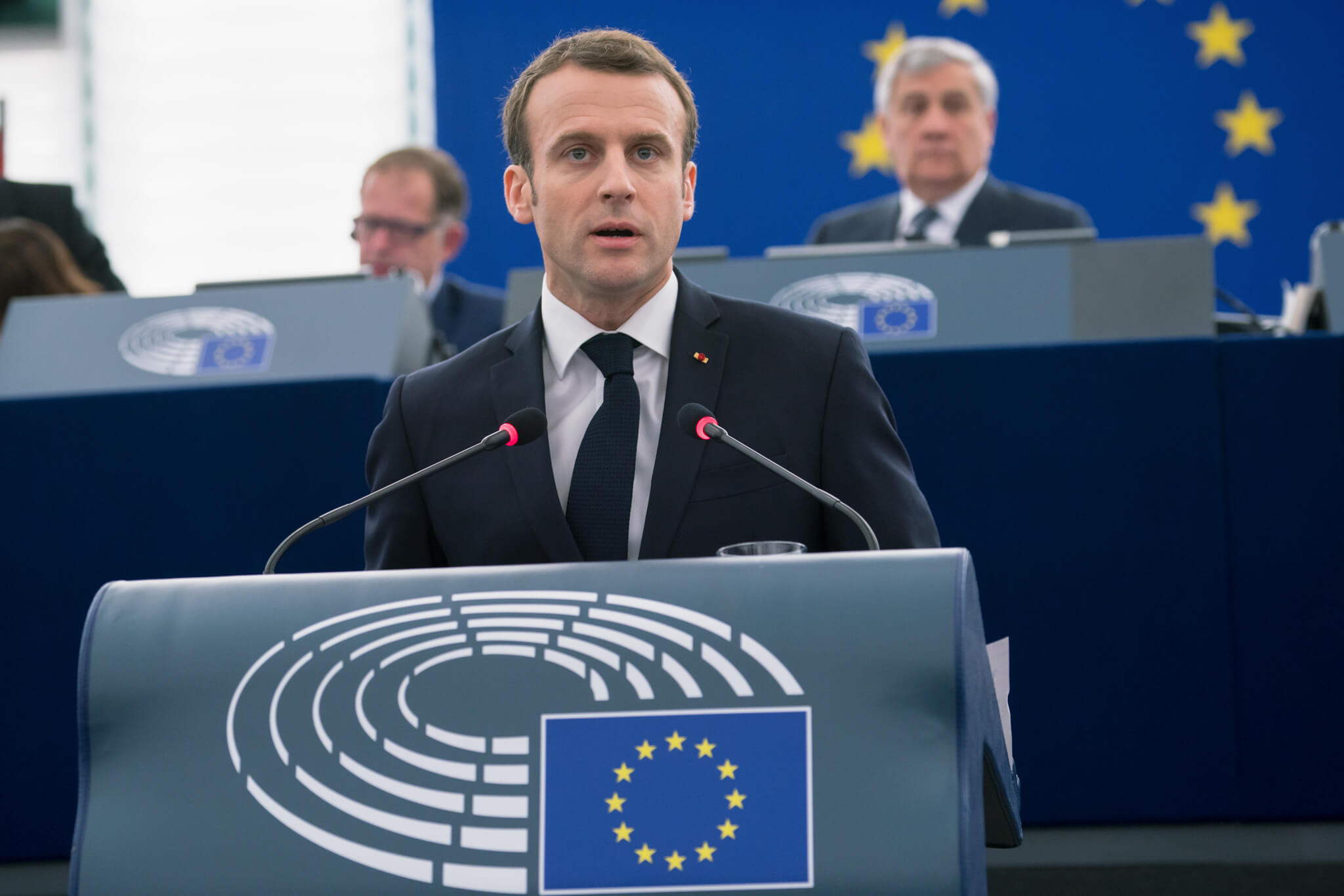 French president Emmanuel Macron debates the future of Europe at the ​​​​​​European Parliament in 2018. © European Union