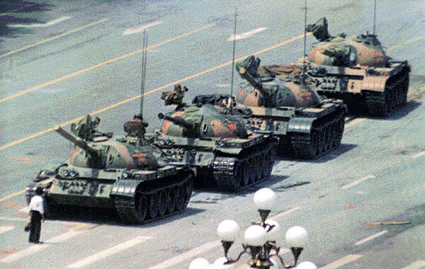 The 'Tank Man' during the Tiananmen Square protests in 1989. © Michael Mandiber/Flickr