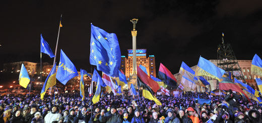 Het Maidan-plein in Kiev in 2013