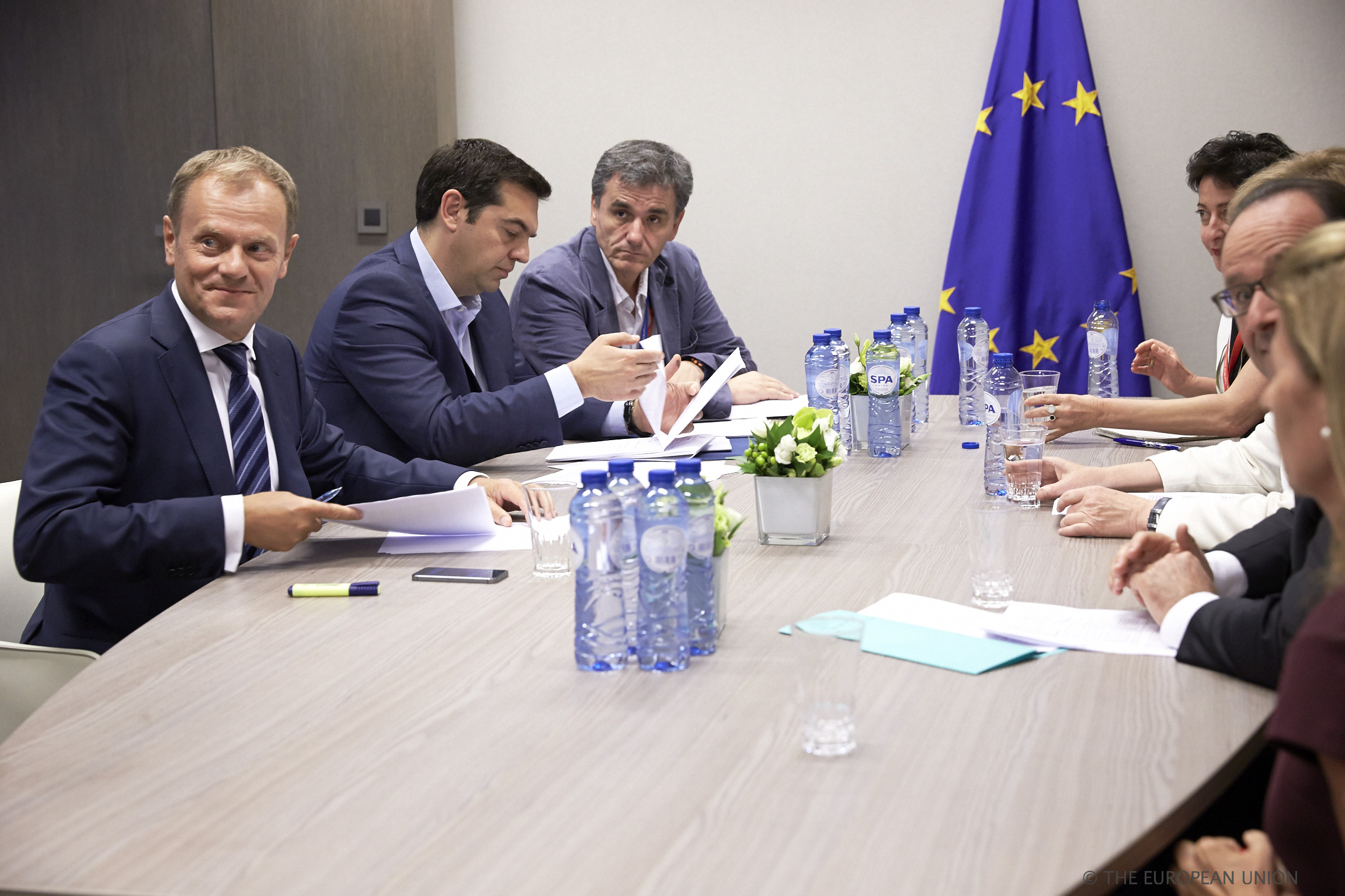 Besprekingen tijdens de Eurotop in Brussel over resultaten van onderhandelingen met Griekenland, 12 juli 2015