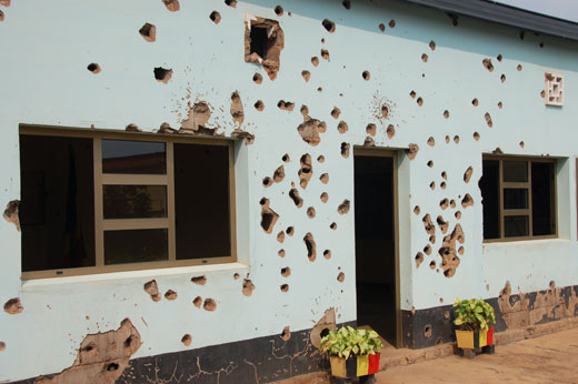 De plek in Kigali, Rwanda, waar in 1994 elf Belgische militairen werden aangevallen