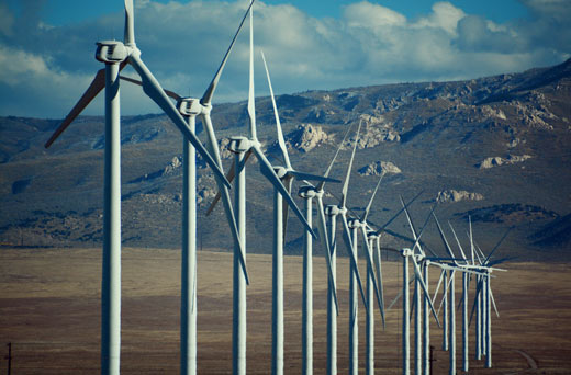 Windmolens in Murdock, Utah.