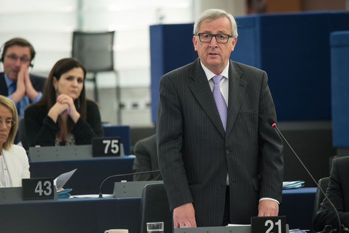 Jean-Claude Juncker tijdens een plenair debat van het Europees Parlement