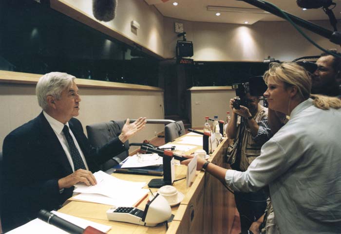 Frits Bolkestein als Eurocommissaris in Brussel, 1999.