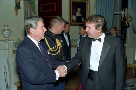 Trump meets with President Ronald Reagan at a 1987 White House reception, 30 years before taking office