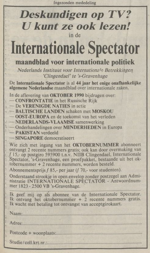 Advertentie in NRC in 1990