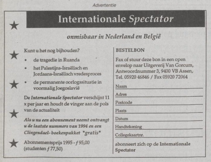 Advertentie in de Volkskrant in 1995.
