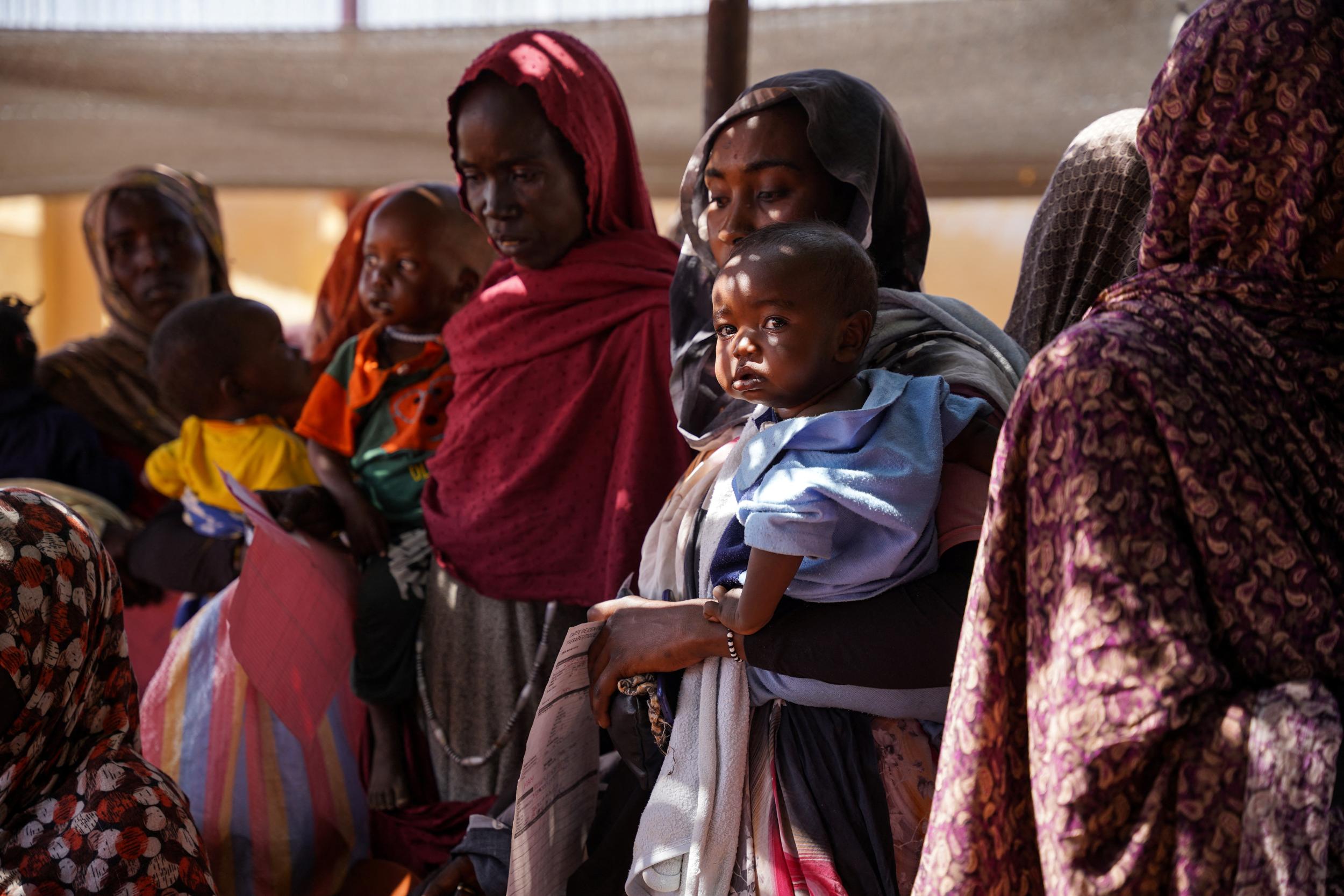 Women and babies at the Zamzam displacement camp, close to El Fasher in North Darfur, Sudan, in January 2024. © MSF/Mohamed Zakaria/Handout via Reuters
