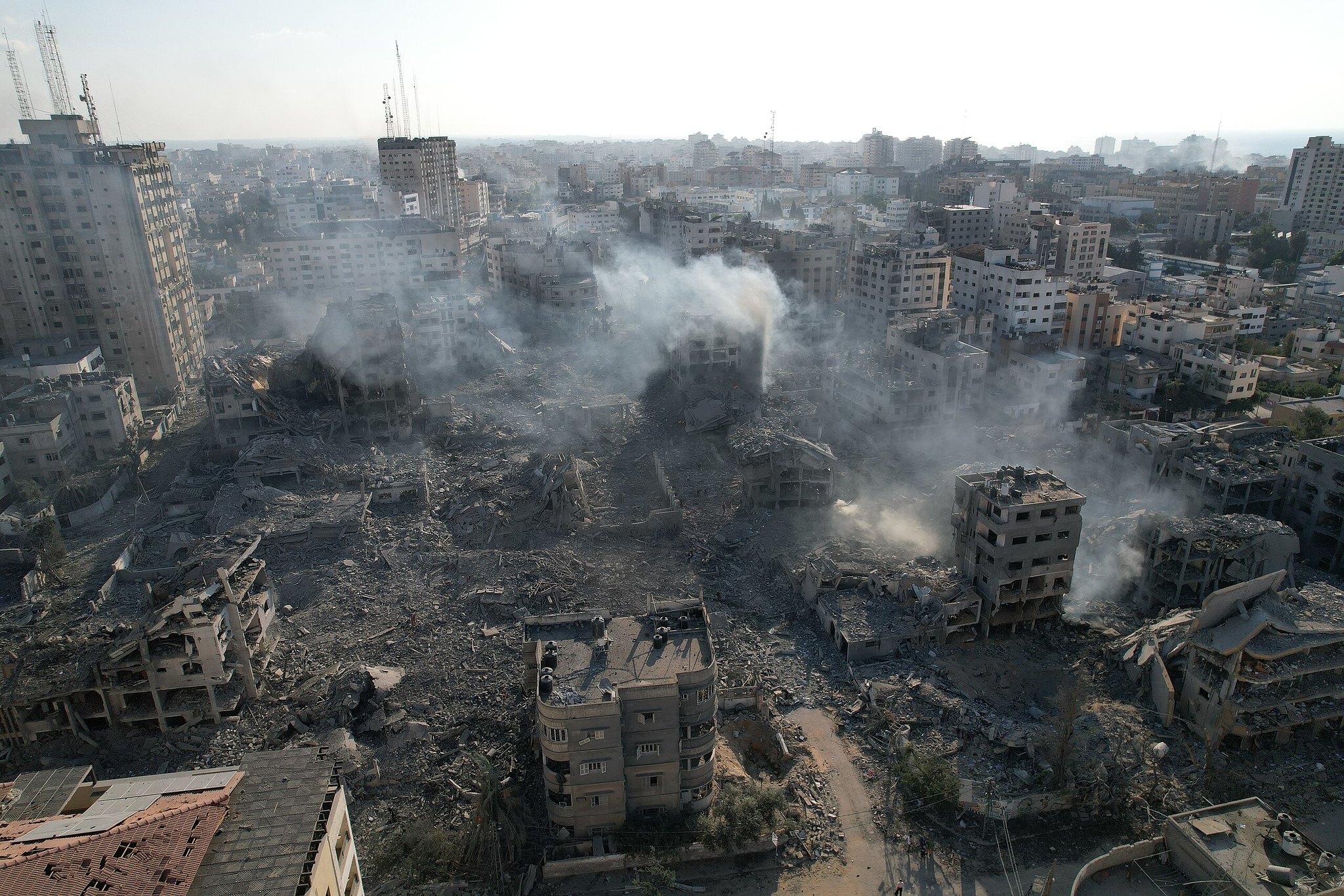 Gaza after the first week of Israeli bombardments in October 2023.