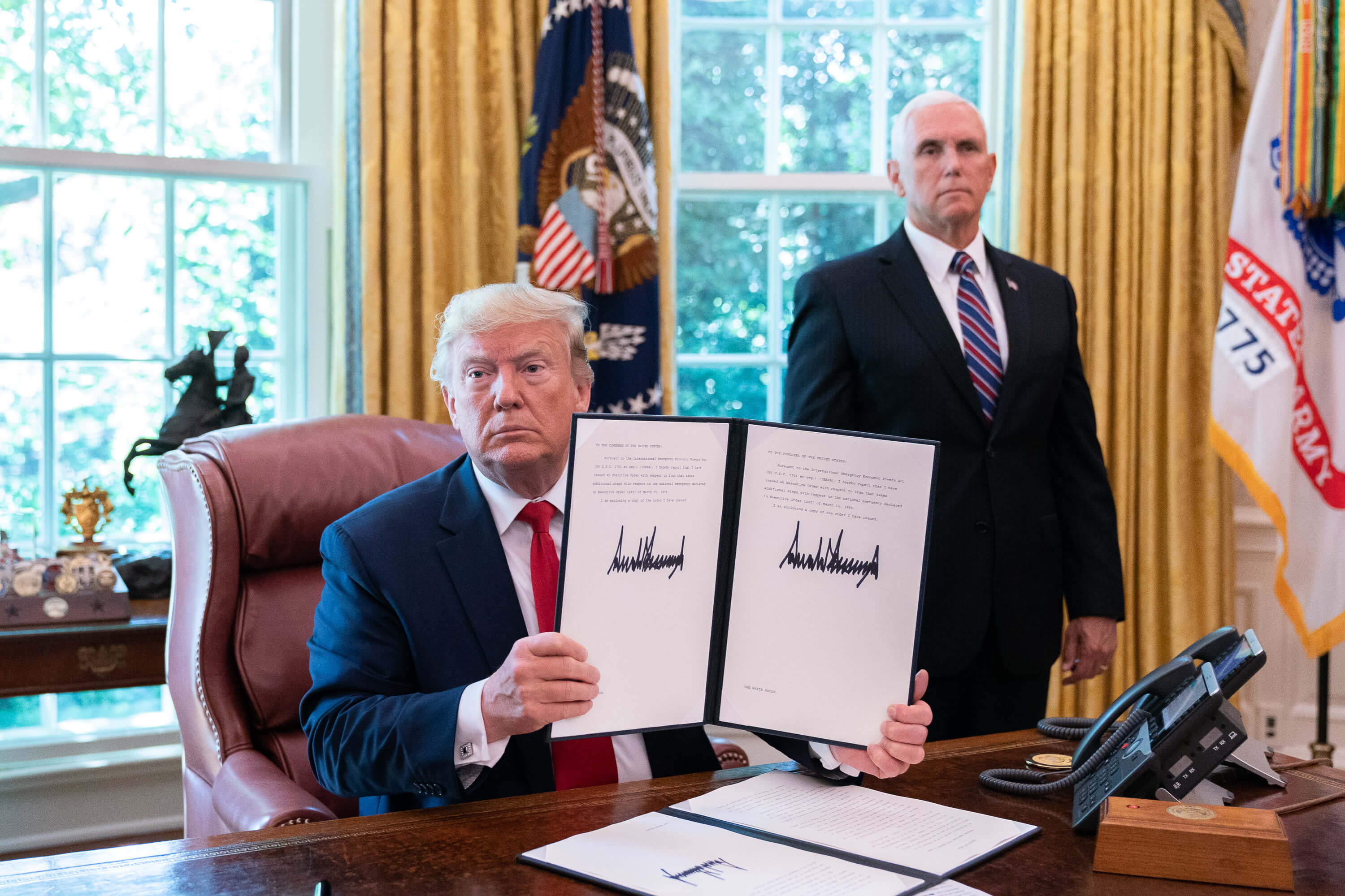Aarts-President Trump stelt nieuwe sancties in tegen Iran, juni 2019. © The White House - Flickr