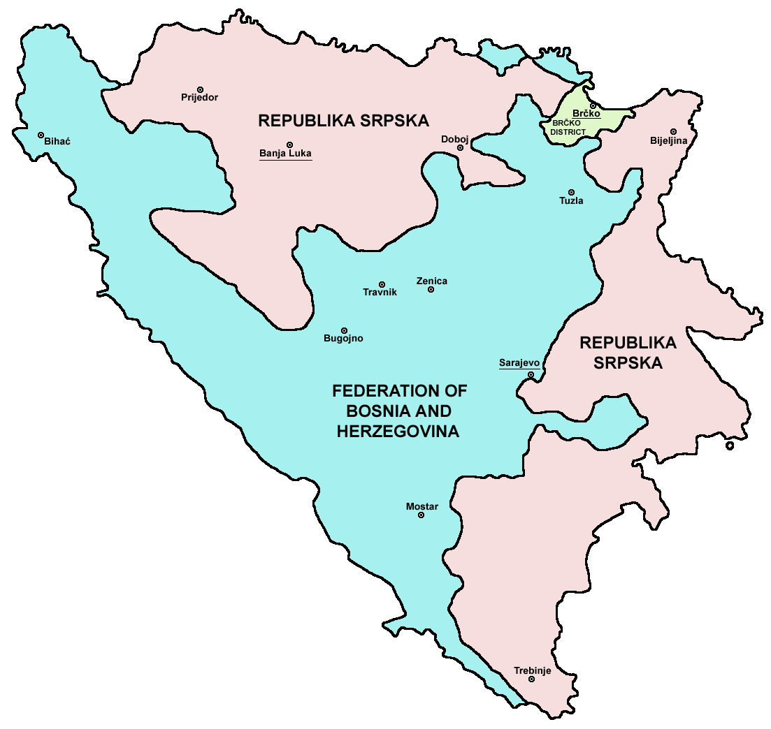 Bosnia and Herzegovina consists of the Federation of Bosnia and Herzegovina (FBiH), Republika Srpska (RS) and Brčko District (BD)