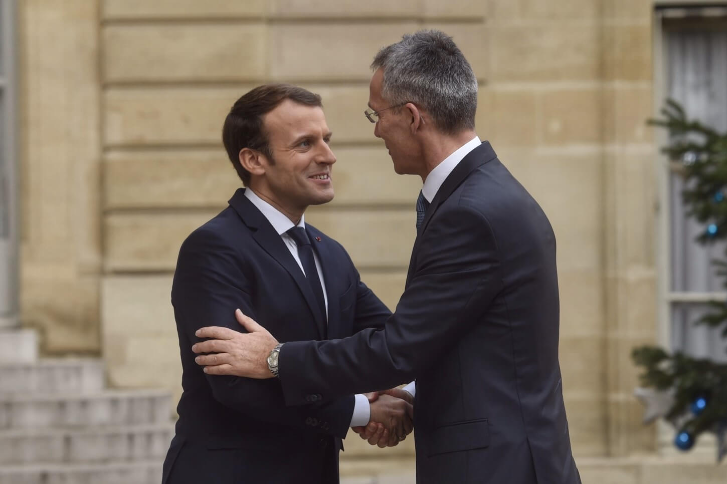 Bouemar - NATO Secretary General Jens Stoltenberg meets with the President of the French Republic, Emmanuel Macron in 2017. NATO
