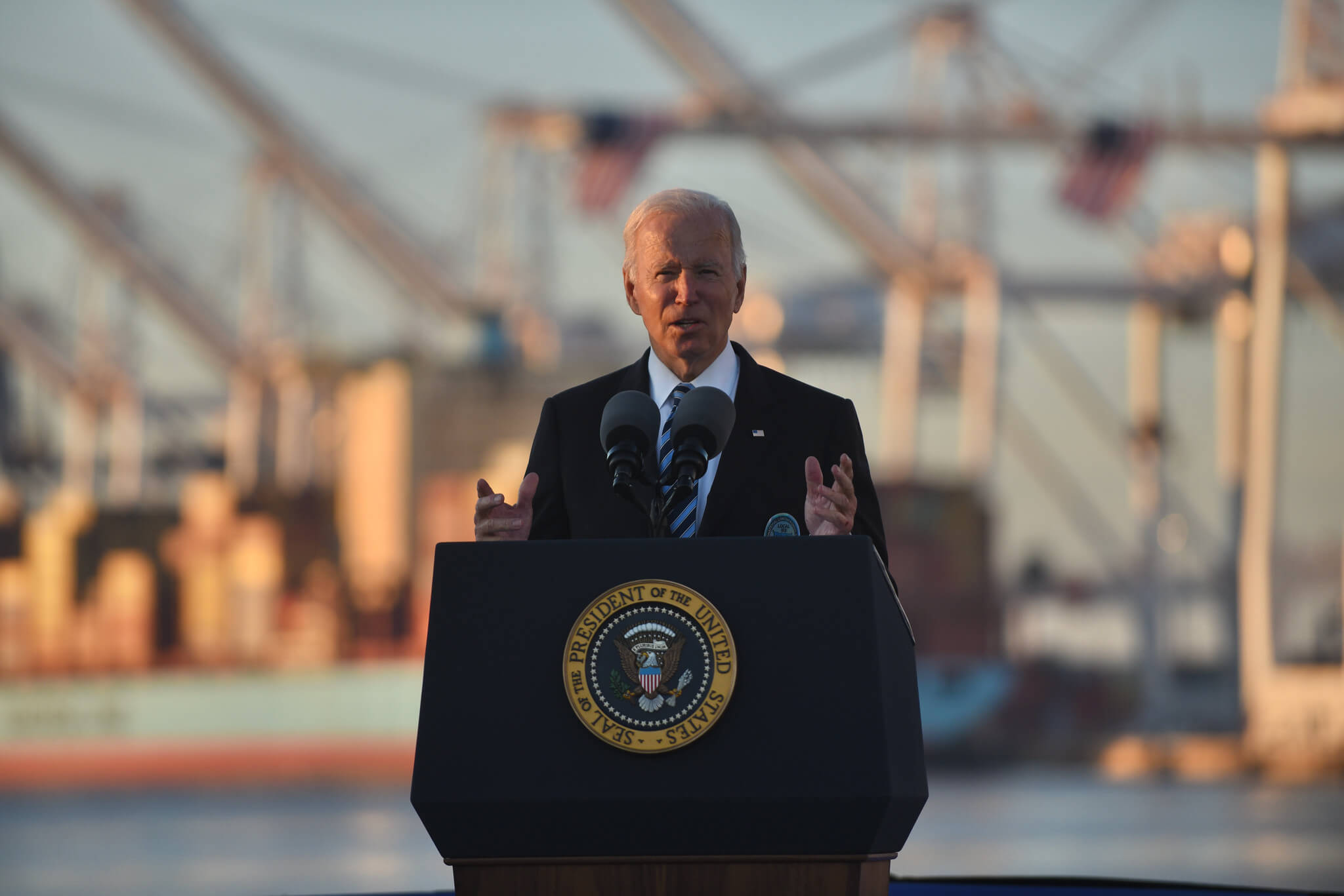 President Biden at the Port of Baltimore in November 2021. Maryland GovPics - Flickr