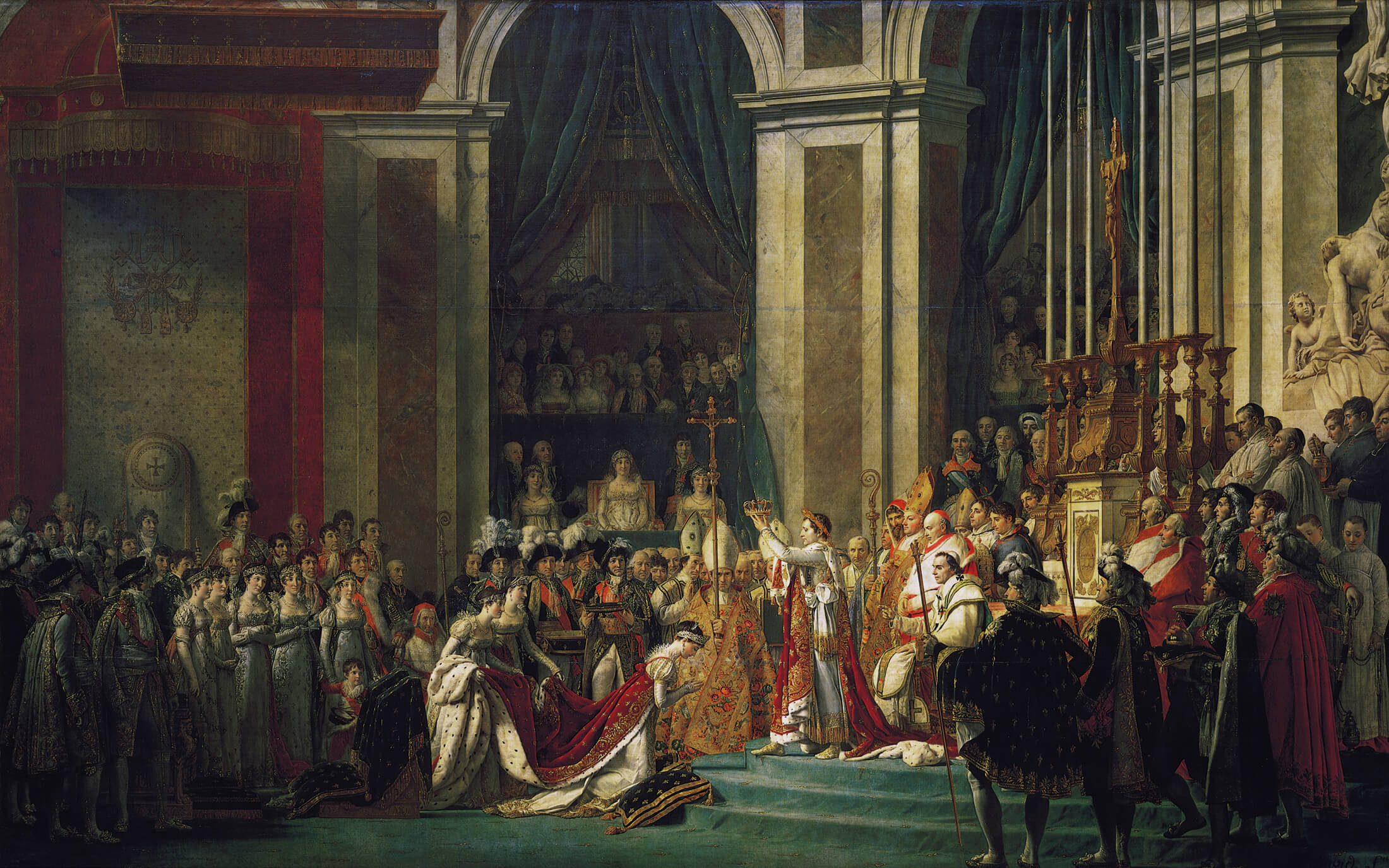 Cuperus - Napoleon kroont zichzelf tot keizer in aanwezigheid van paus Pius VII, geschilderd door Jacques-Louis David. Wikimediacommons