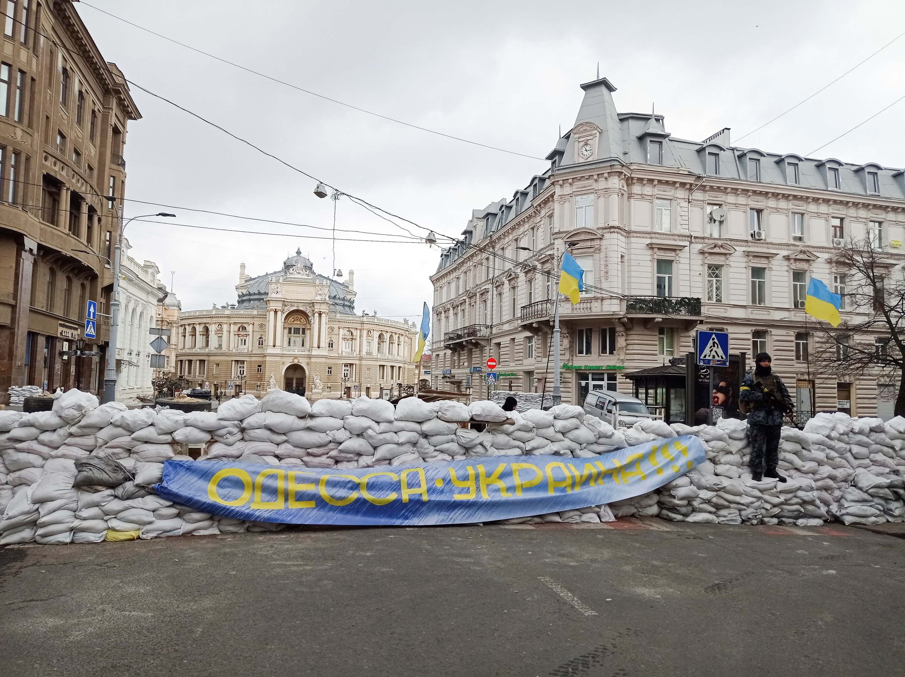 DeJong-Barricade in de Oekraïnse stad Odessa op 8 maart 2022. Reuters