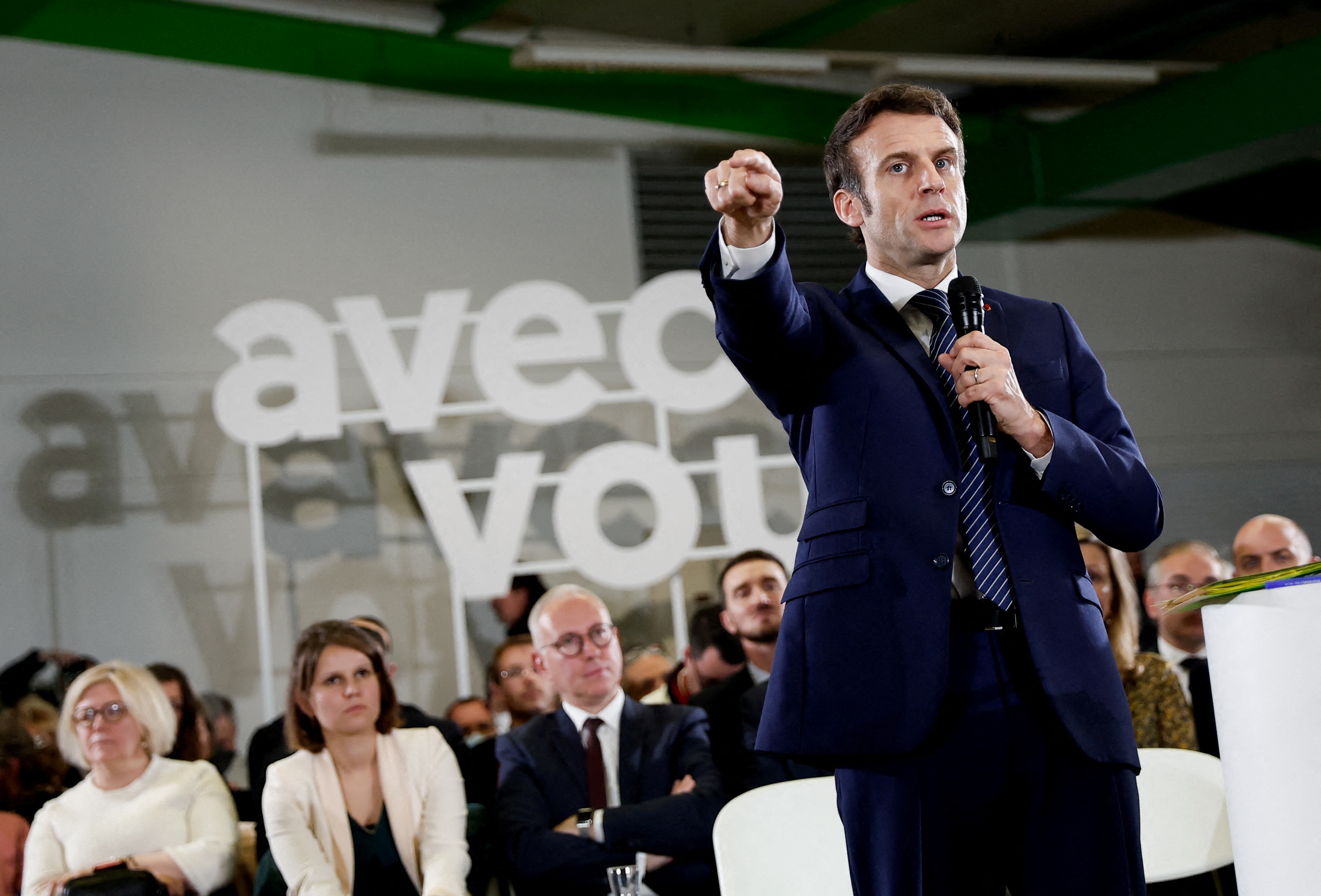 Emmanuel Macron tijdens een campagne-evenement. © Reuters