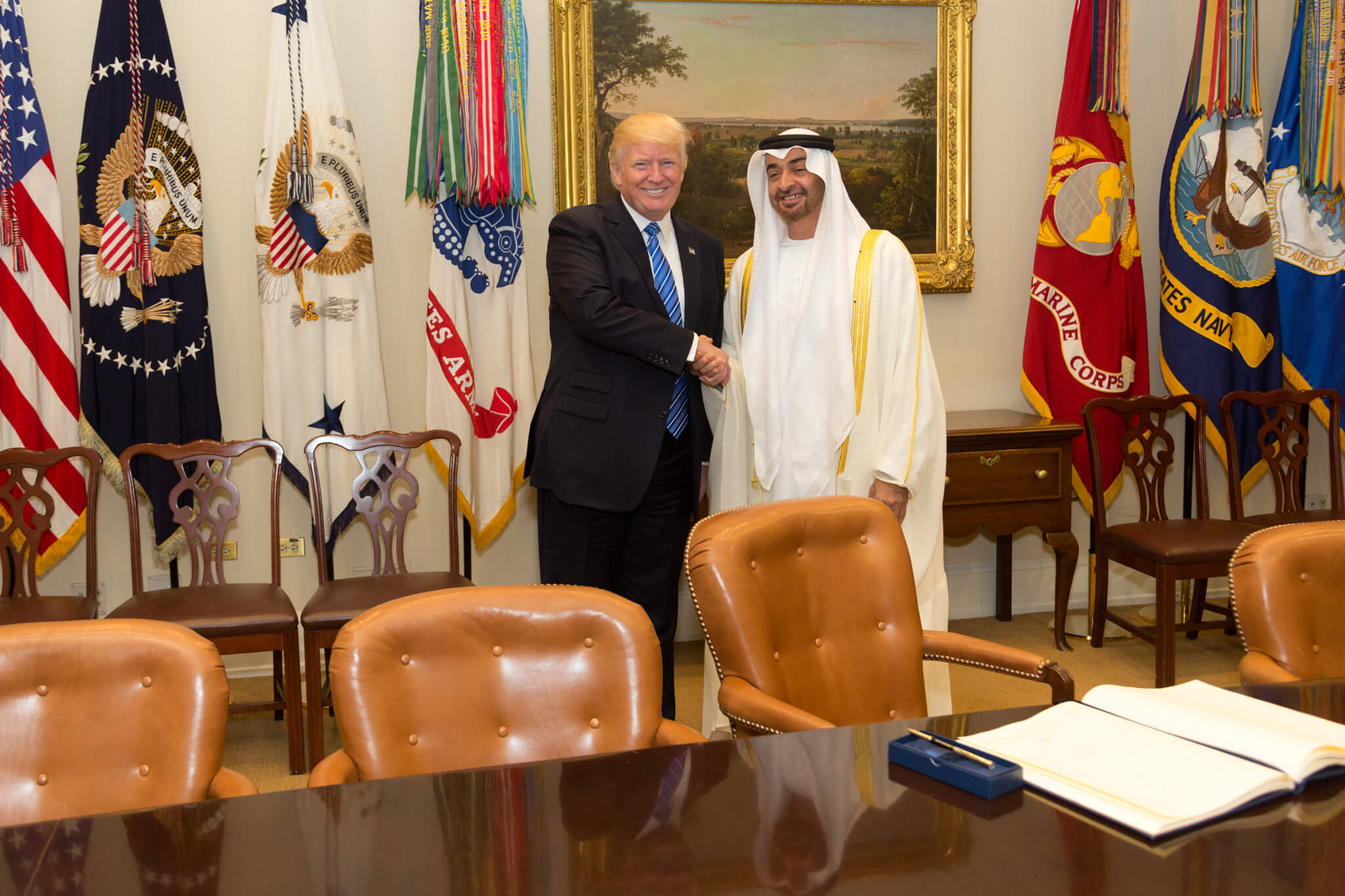 Gilboa-Deputy Supreme Commander of the United Arab Emirates Armed Forces Al-Nahyan and U.S. President Donald Trump in Washington, D.C., May 2017 - Official White House