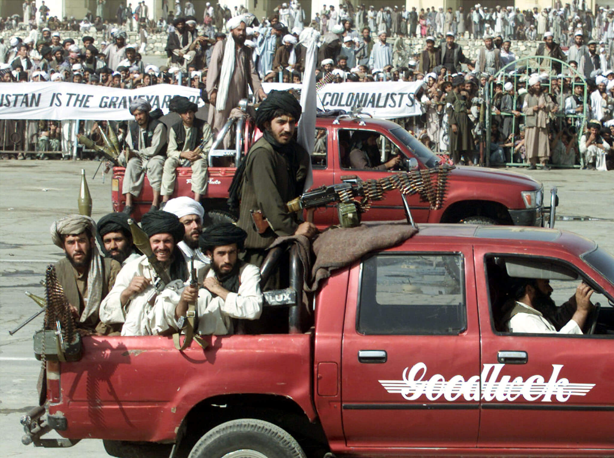 Taliban-strijders in Kabul in augustus 2001. Reuters