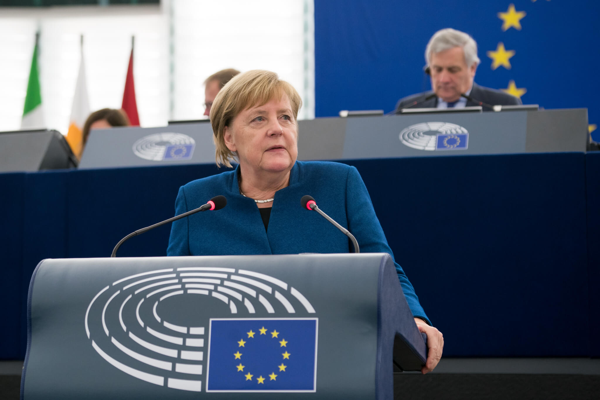 Guerot-German Chancellor Angela Merkel debated the future of Europe with MEPs and the President of the European Commission 2, 13nov2018-European Parliament