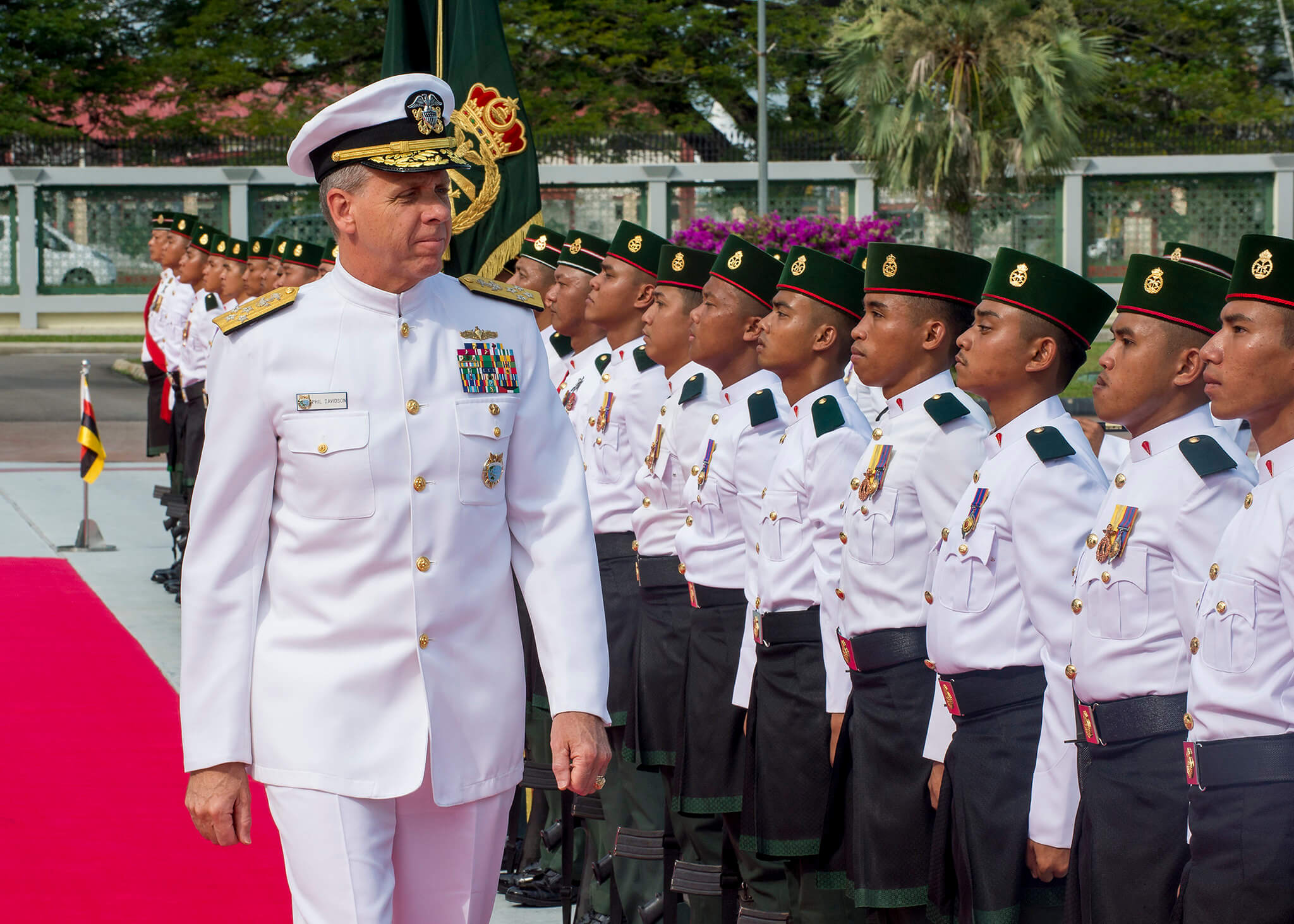 Holmes - Commander U.S. Indo-Pacific Command (USINDOPACOM), Adm. Phil Davidson, participates in an honors ceremony at the Brunei Ministry of Defence in 2019. U.S. Indo-Pacific Command 
