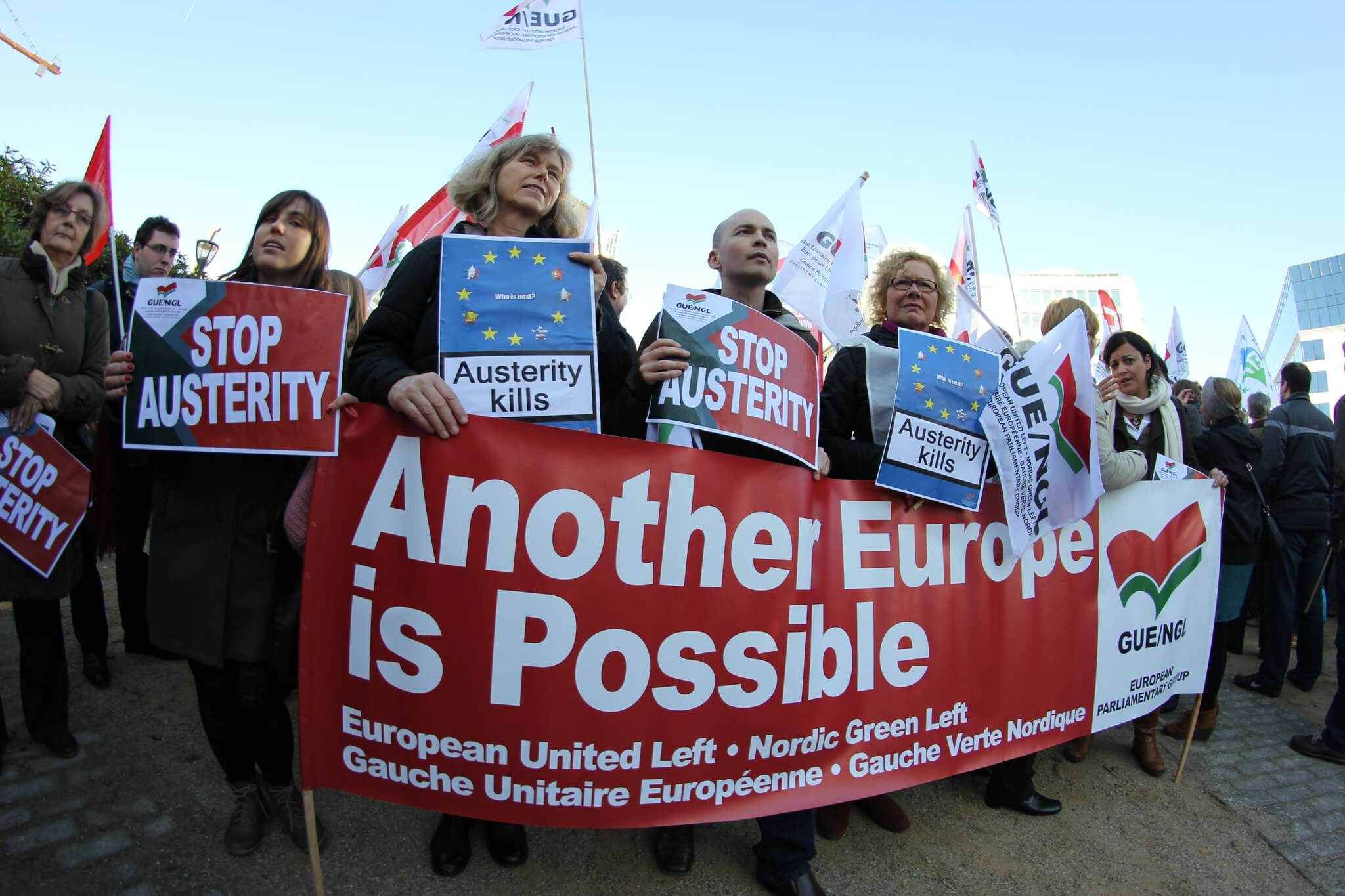 Protest van GUE/NGL voor een ander Europa, in Brussel 2012. ©Flickr/GUE/NGL