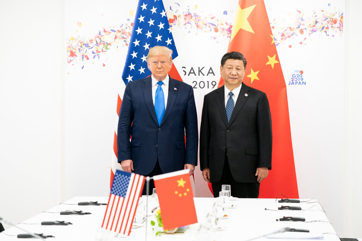 Donald Trump en Xi Jinping tijdens een bilaterale vergadering op 29 juni 2019, G20-Top in Osaka, Japan. © Trump White House Archived, Sheelah Craighead / Flickr