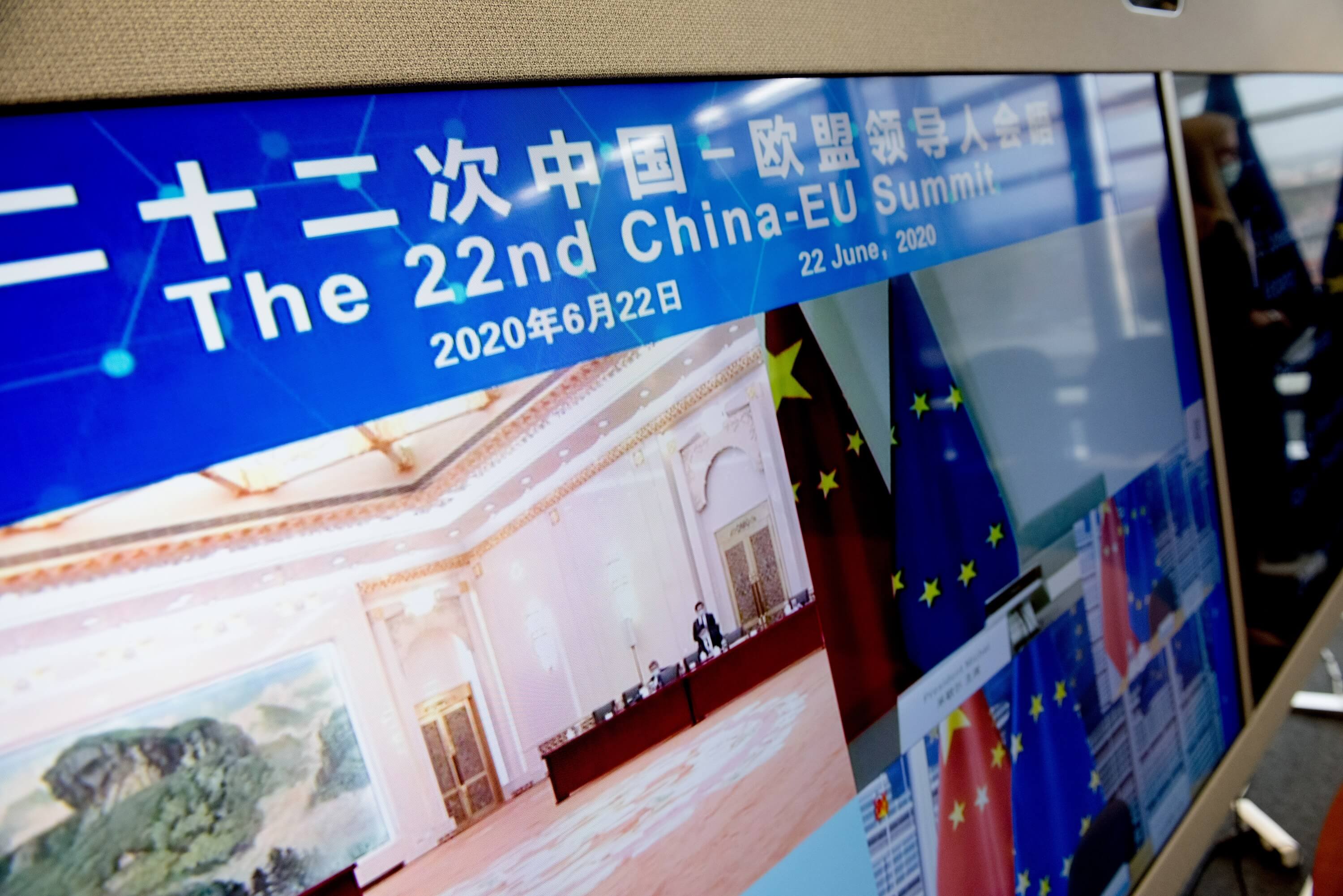 Schermafbeelding van de digitale EU-China top in juni 2020. © Europese Unie, 2020