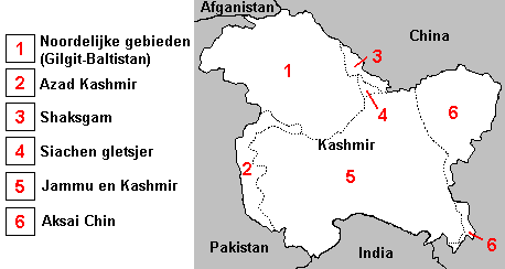 Jammu en Kasjmir met alle deelgebieden. © Wikicommons