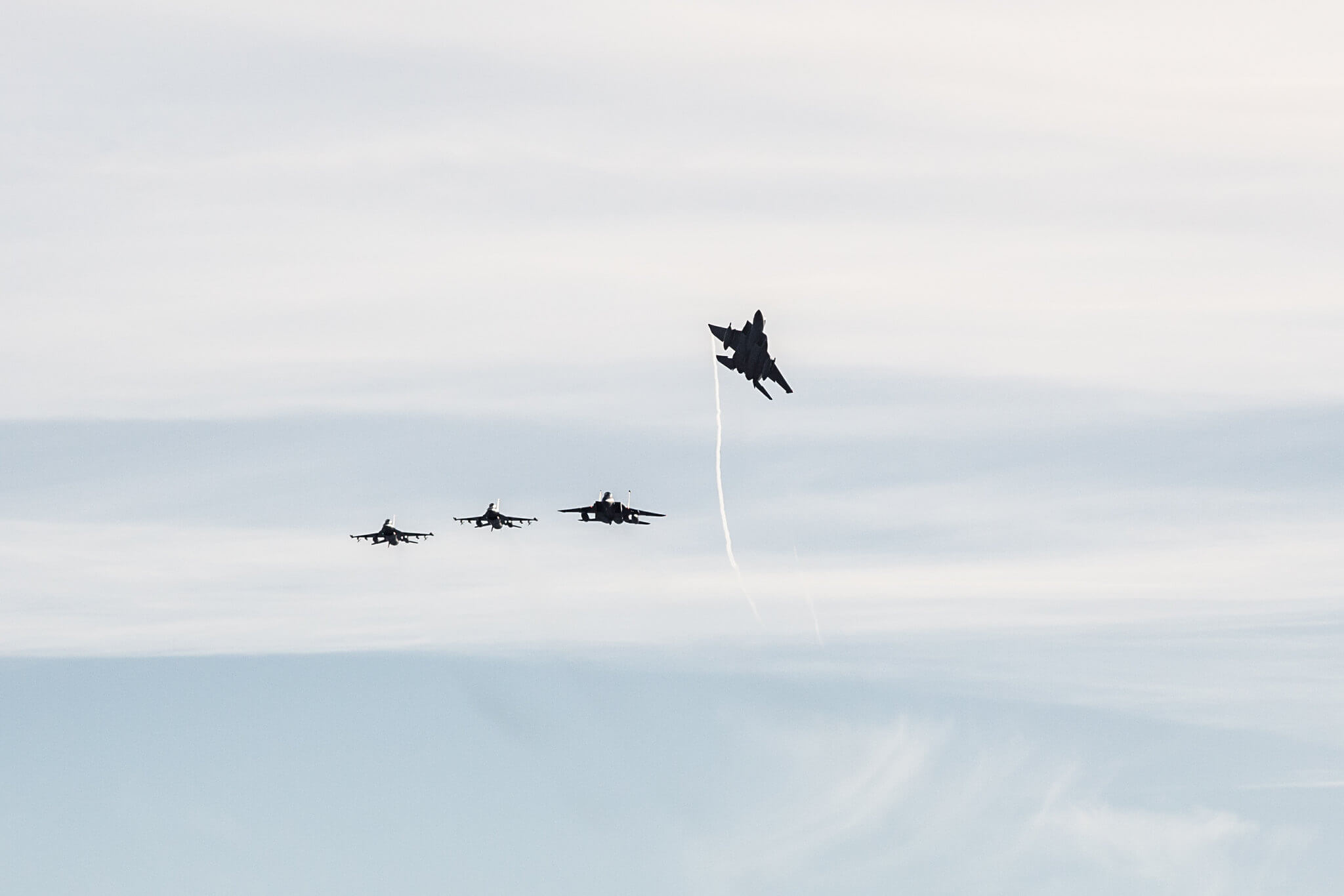 Karabulut  - Amerikaanse F-15 Eagles boven Litouwen in 2018. NATO