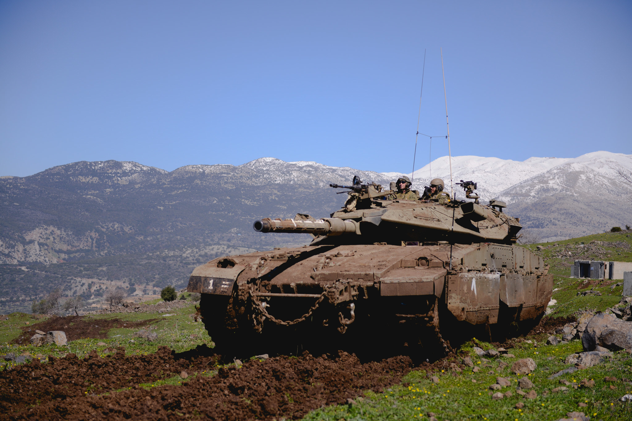Militaire oefening op de Golanhoogten