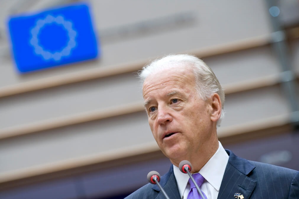 Joe Biden addressing a formal sitting of the European Parliament in 2010. © European Parliament
