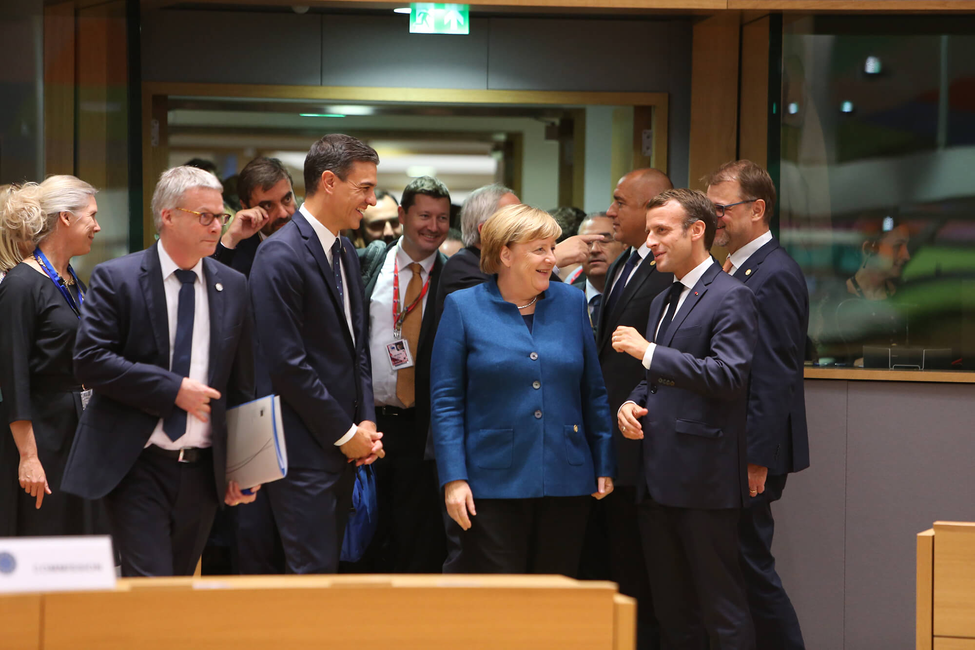 Merkel en Macron op een bijeenkomst van de Europese Raad © La Moncloa - Gobierno de España / Flickr.