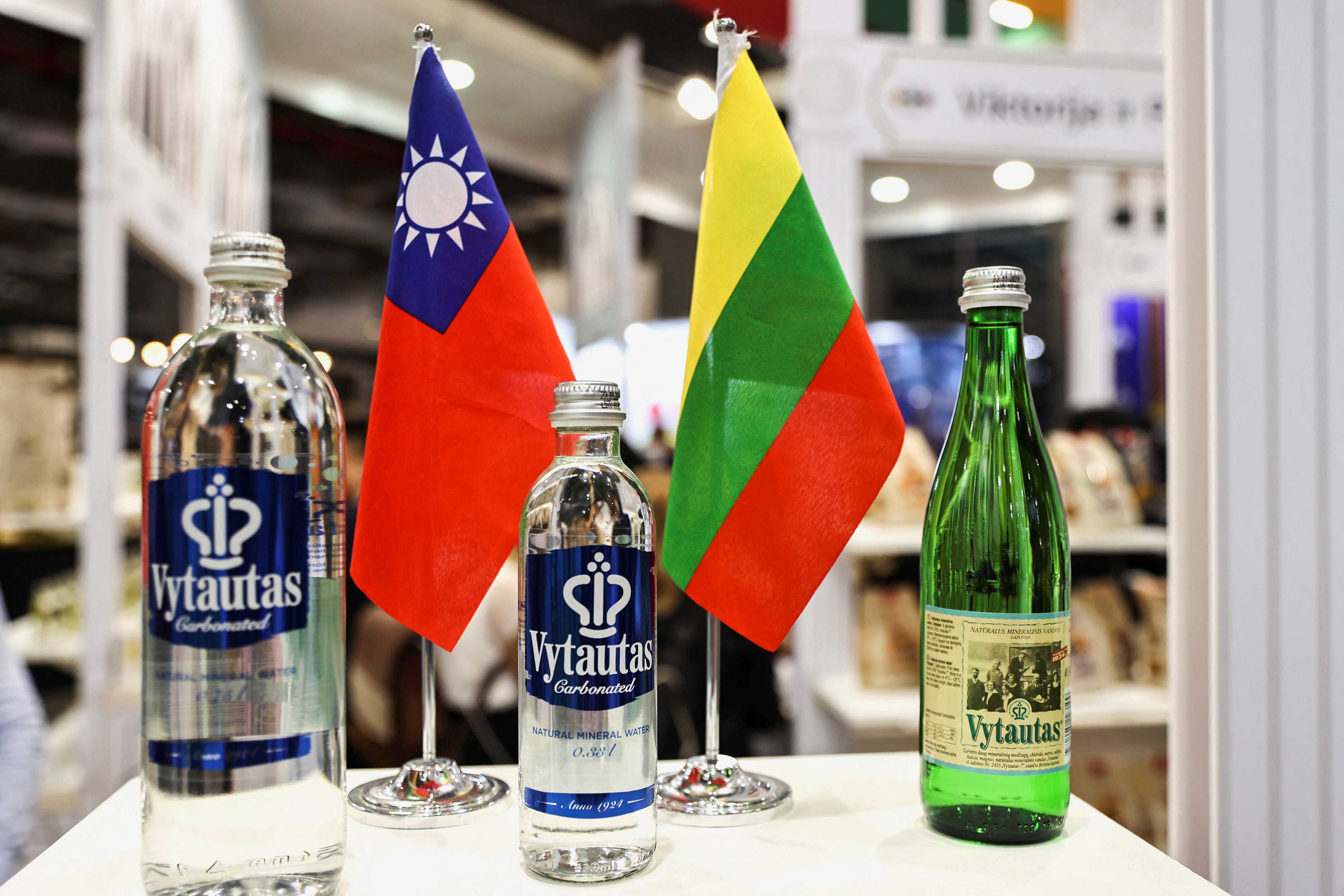 Martin - Taiwanese and Lithuanian flags are seen at the Taipei International Food Show in Taipei, Taiwan, June 22, 2022.