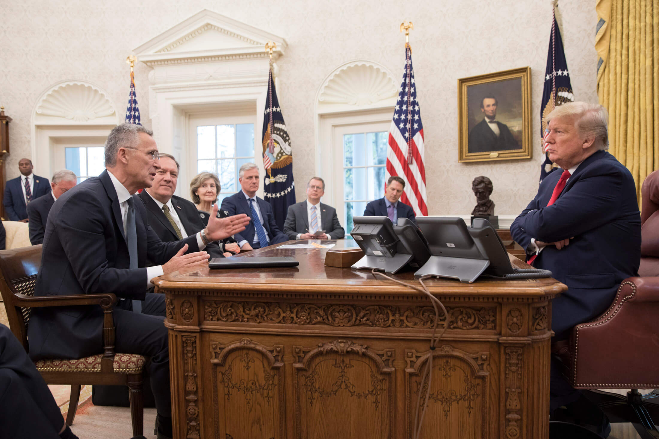 NATO Secretary General Jens Stoltenberg visits U.S. President Donald Trump in the White House, 2019. © NATO / Flickr