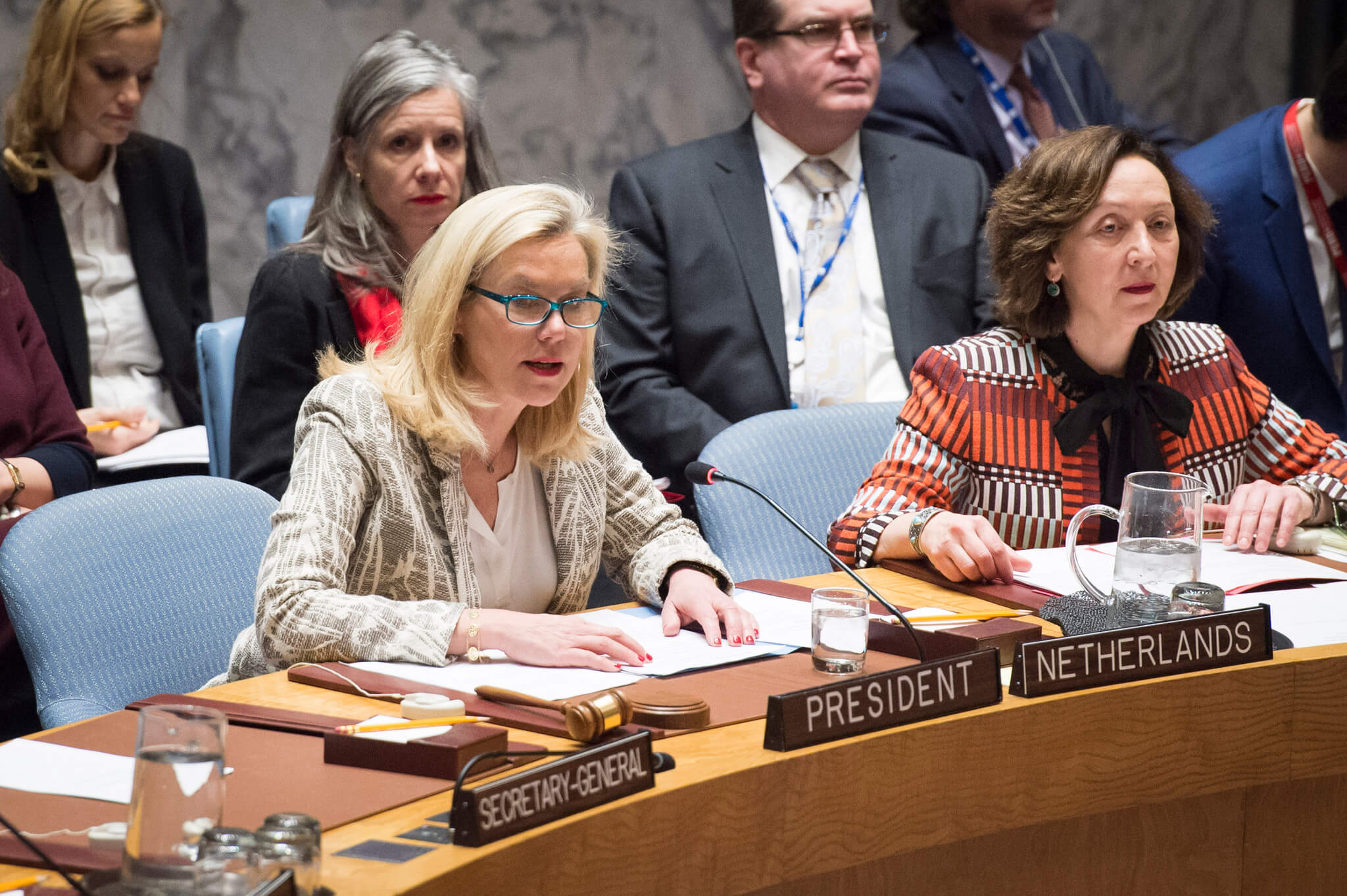 Minister Sigrid Kaag leidt op 8 maart 2018 de vergadering van de VN-Veiligheidsraad. © Ministerie van Buitenlandse Zaken
