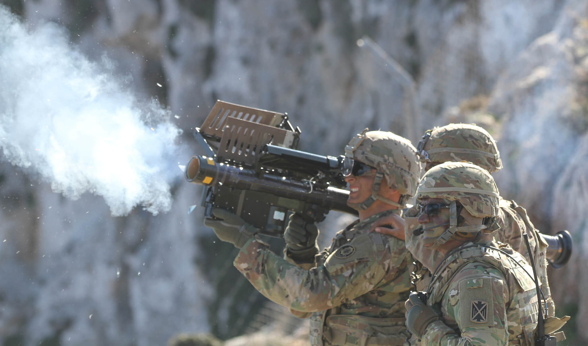 Tack - An American soldier fires a Stinger missile using Man-Portable Air Defense Systems (MANPADs) during a NATO exercise in Greece, 2017. The U.S. Army 