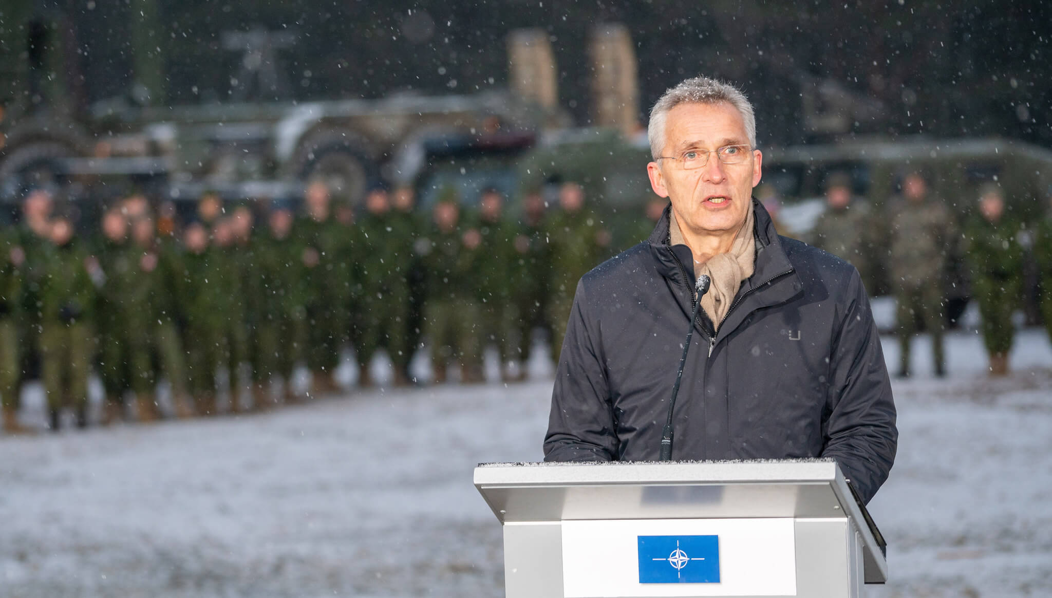 NATO Secretary General Jens Stoltenberg in Riga, Latvia on 8 March 2022. NATO