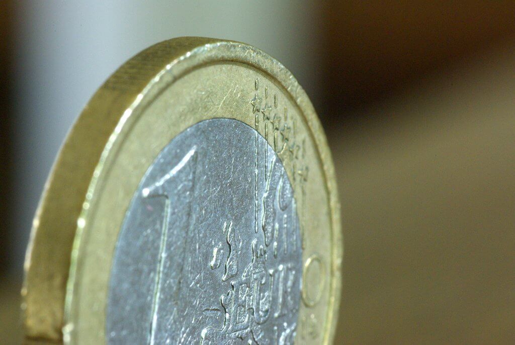 Closeup van een 1 euro munt 