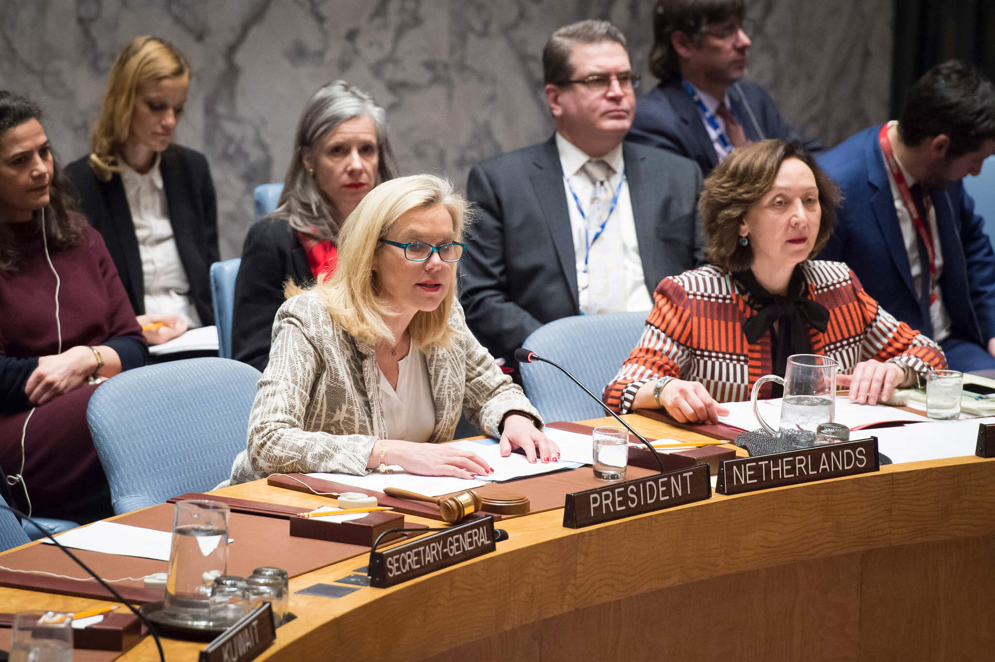 Sigrid Kaag als voorzitter van de VN-Veiligheidsraad in 2018. © Flickr-Ministerie van Buitenlandse Zaken