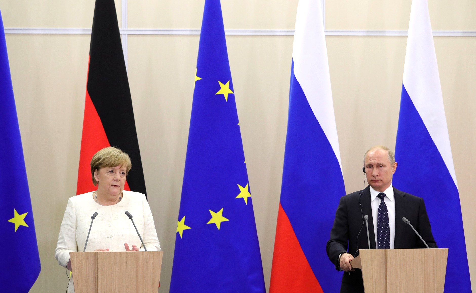 Russian President Vladimir Putin during a meeting with Federal Chancellor of Germany Angela Merkel in 2018. ©Wikimediacommons
