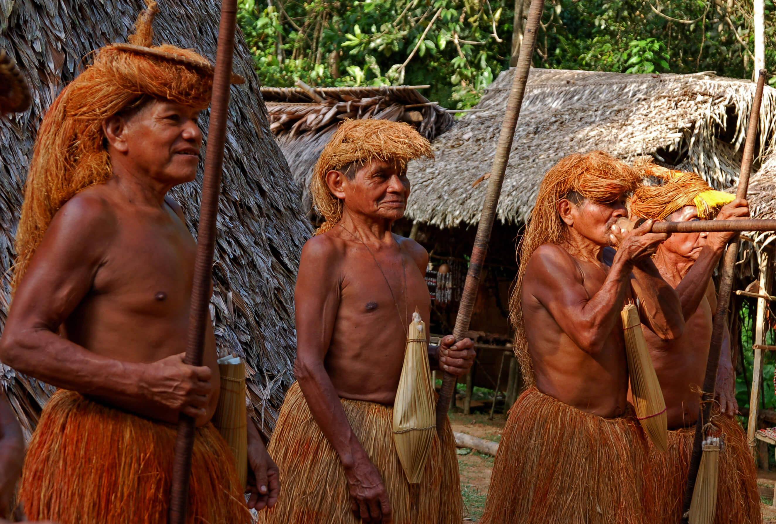 De 'Yagua' (een inheemse stam) in het Amazonegebied tijdens een ritueel in 2006. © Flickr / Chany Crystal. 