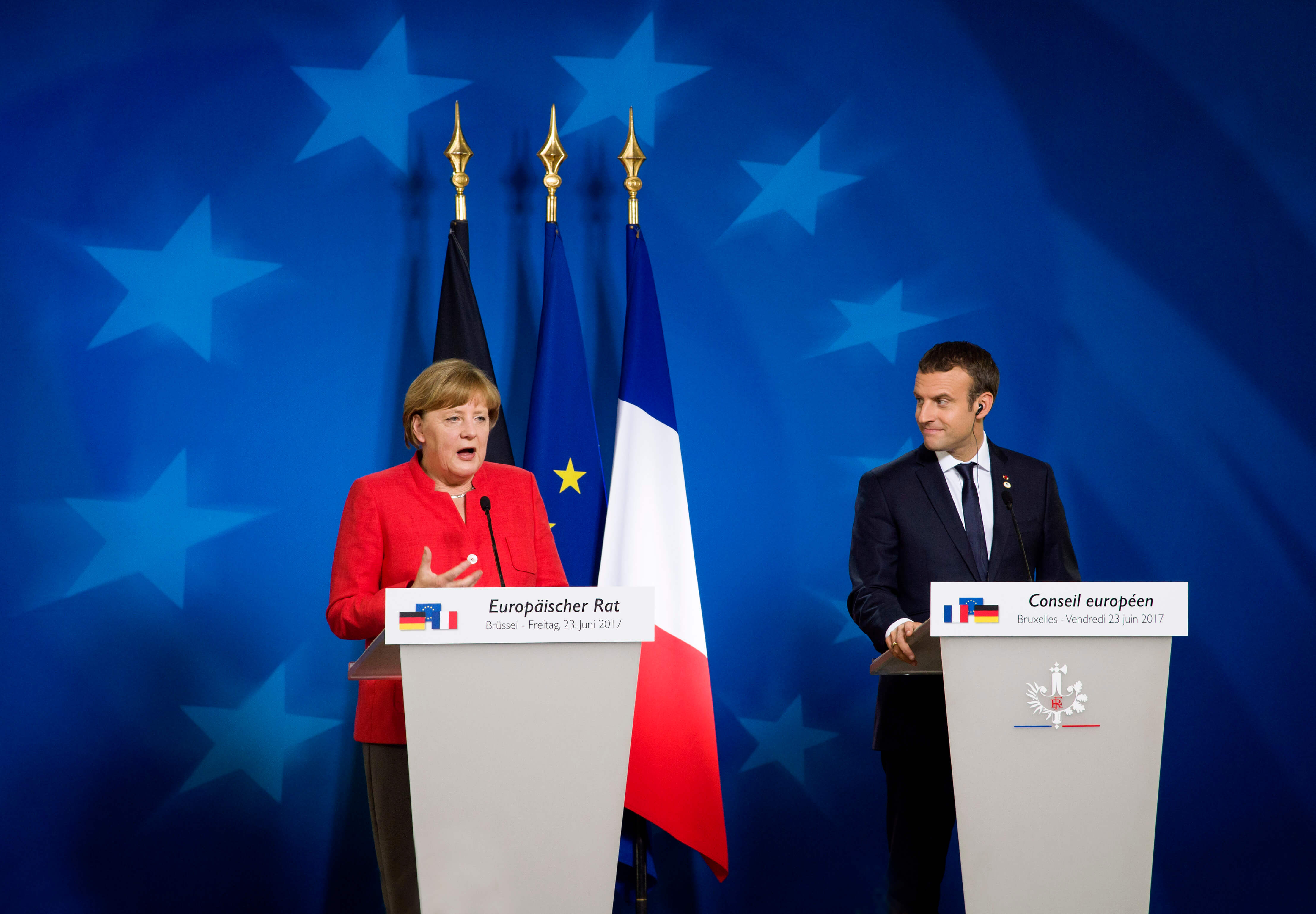 Ook nu kent de Europese Unie met Duitsland en Frankrijk een machtig duo dat lijkt in te zetten op verdere integratie. Bron: European Council